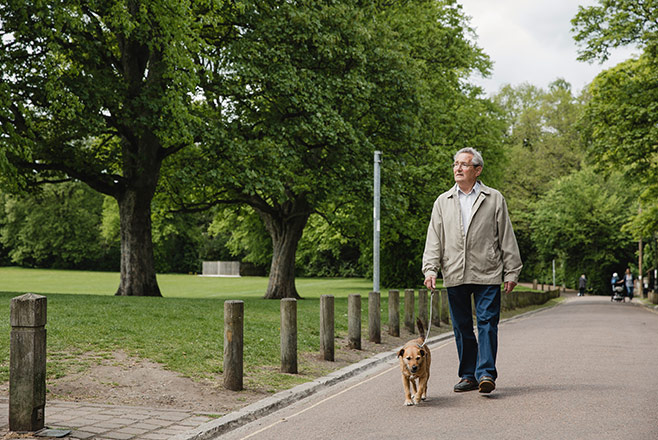 Man walking his dog